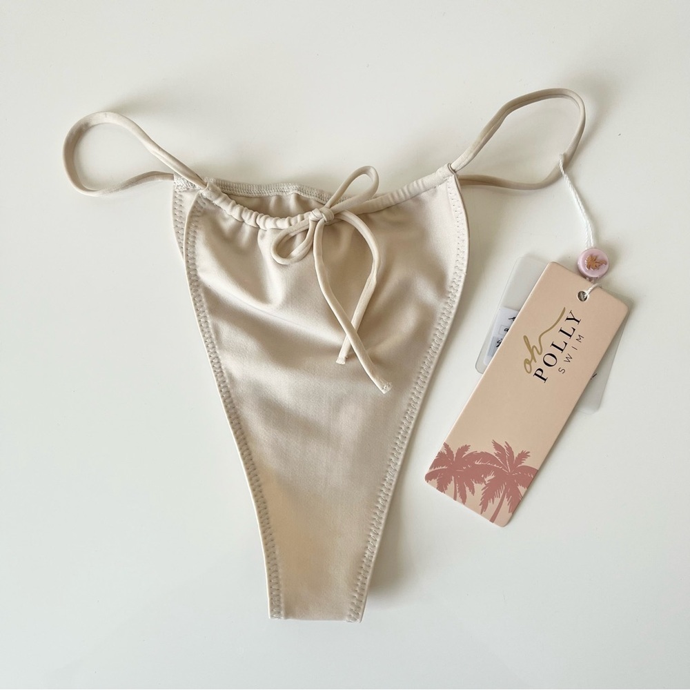 Oh Polly Sporty Swim Drawstring Thong Bikini Bottom Size M